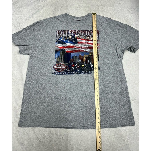 Harley Davidson 110 Year Anniversary American Flag Gray Graphic T-Shirt Size 2XL - Picture 7 of 8